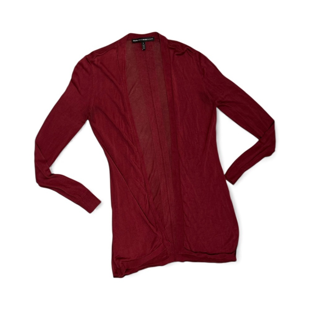 WHBM Rich Burgundy Women’s Sweater Cardigan Size Small Open Front Maroon